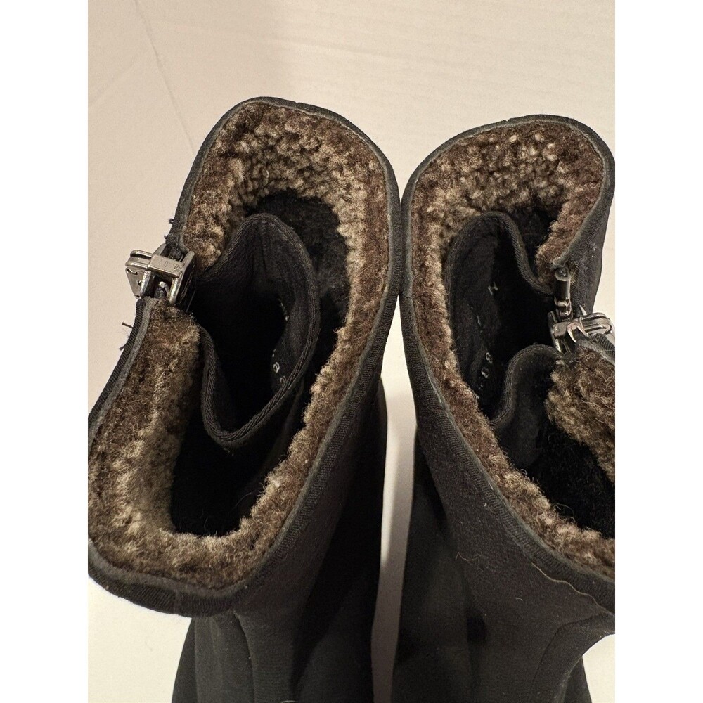 Stuart Weitzman Sidetrack Wedge Ankle Bootie Womens 9 Black Suede Zip - Picture 8 of 8